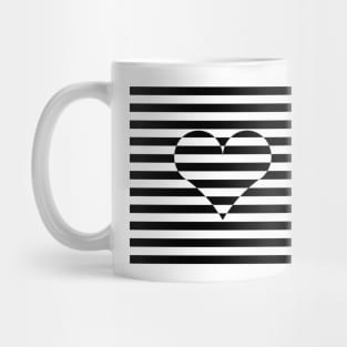 Black and white striped Heart Mug